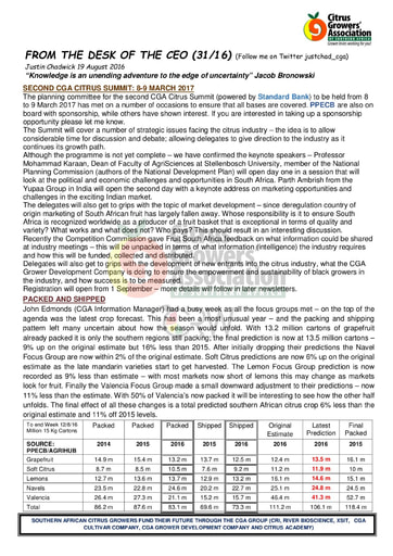 CGA - CEO Newsletter 31/2016 (19/08/16)