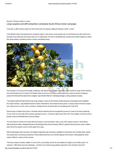 Large supplies and stiff competition complicate South African...