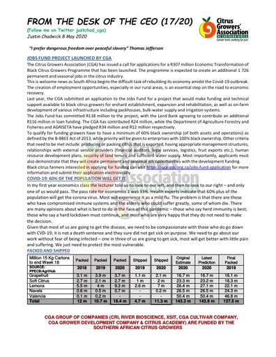 CGA - CEO Newsletter 17/2020 (08/05/20)