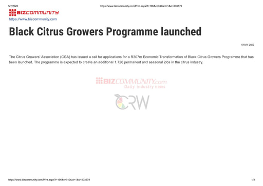 Black Citrus Growers Programme Launched