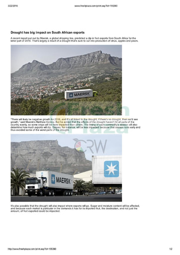 Drought has big impact on South African exports