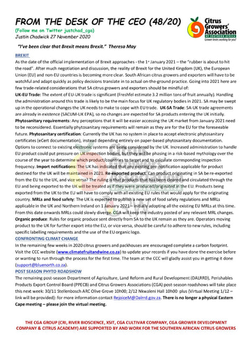 CGA - CEO Newsletter 48/2020 (27/11/20)