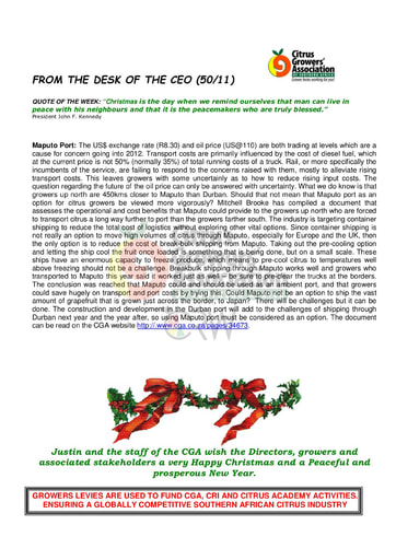 CGA - CEO Newsletter 50/2011 (25/12/11)