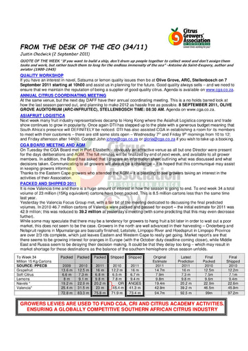 CGA - CEO Newsletter 34/2011 (02/09/11)