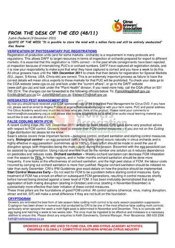 CGA - CEO Newsletter 48/2011 (09/12/11)