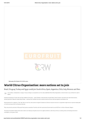 World Citrus Organisation more nations set to join