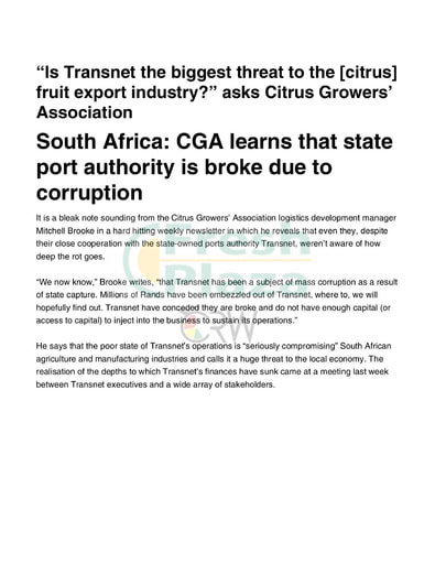 CGA learns that state port authority is broke due to corruption