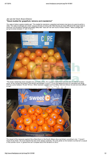 Good market for grapefruit, lemons and mandarins