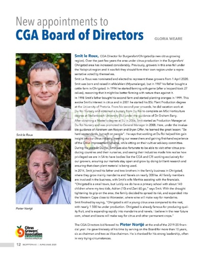 New appointments to CGA Directors