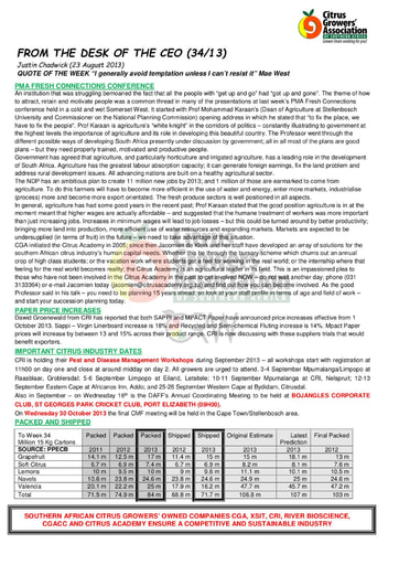 CGA - CEO Newsletter 34/2013 (23/08/13)