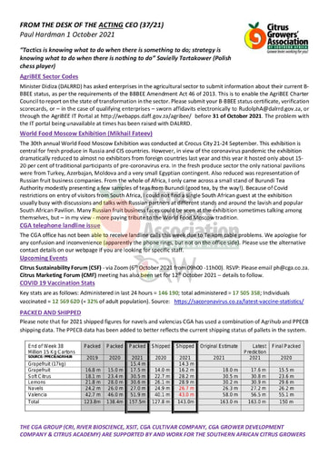 CGA - CEO Newsletter 37/2021 (01/10/21)