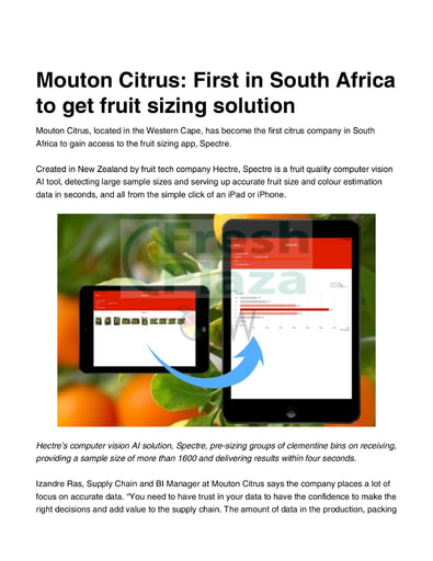 Mouton Citrus: First in South Africa to get fruit sizing solution