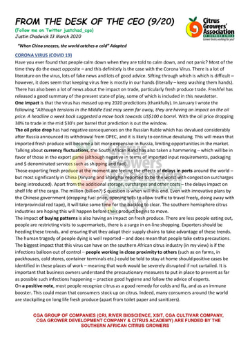 CGA - CEO Newsletter 09/2020 (13/03/20)